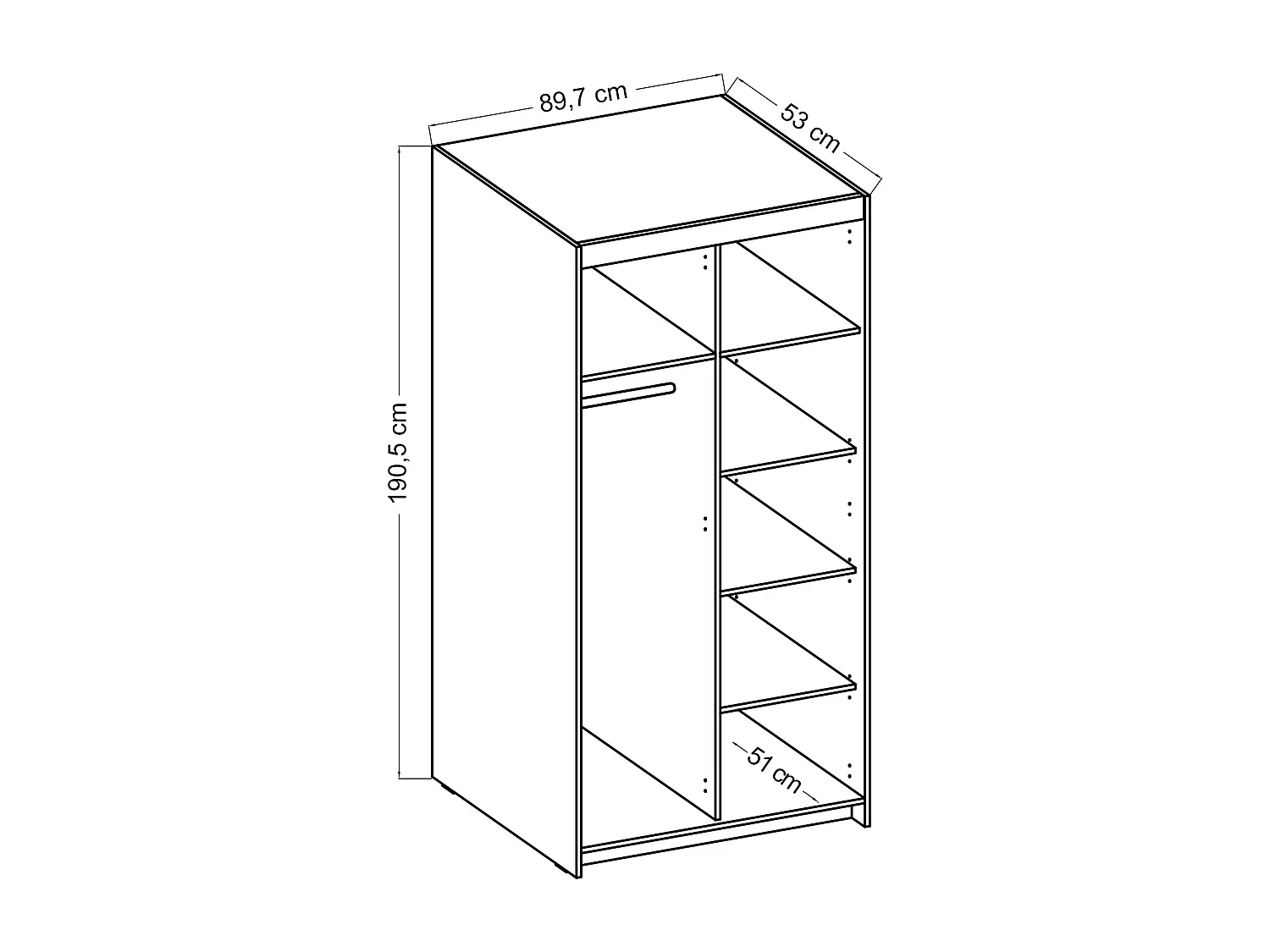 AX LIVING Armoire Storicos 2 portes chêne huilé 90 cm
