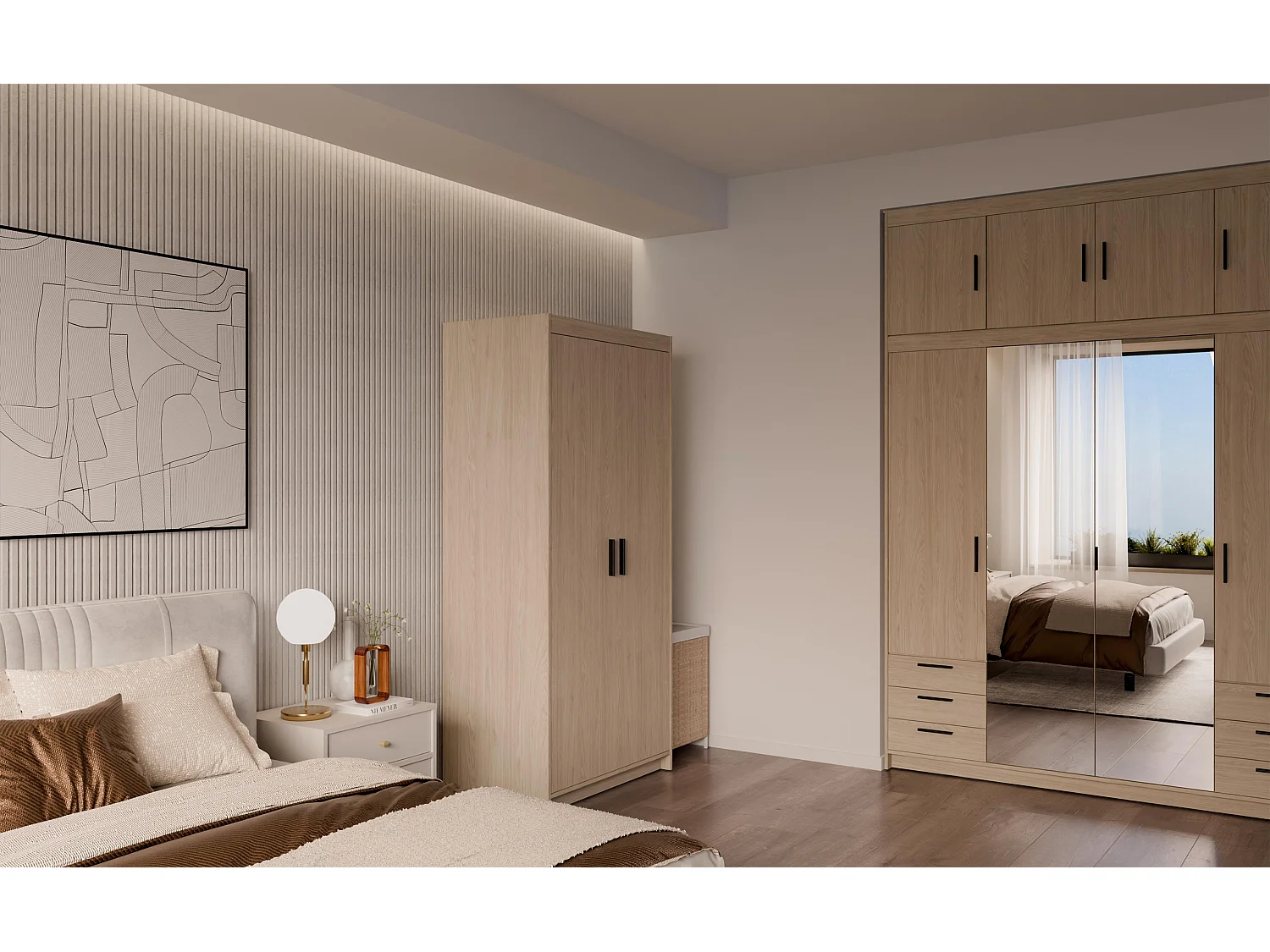 AX LIVING Armoire Storicos 2 portes chêne huilé 90 cm