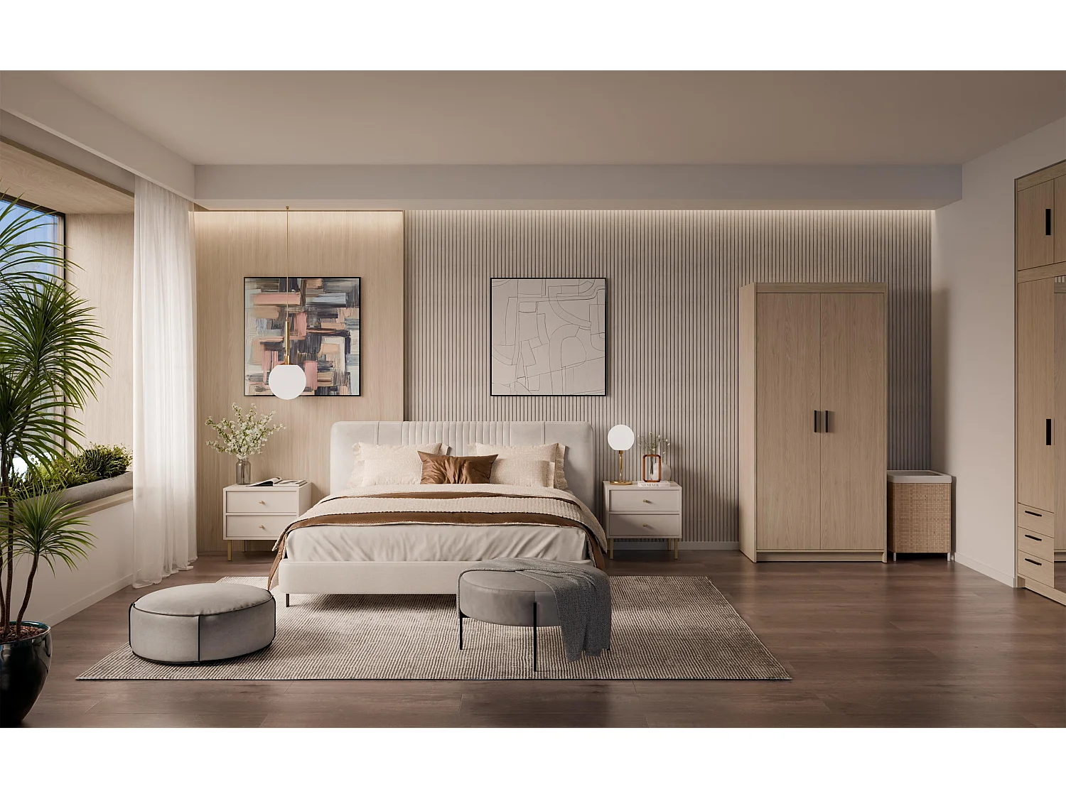 AX LIVING Armoire Storicos 2 portes chêne huilé 90 cm