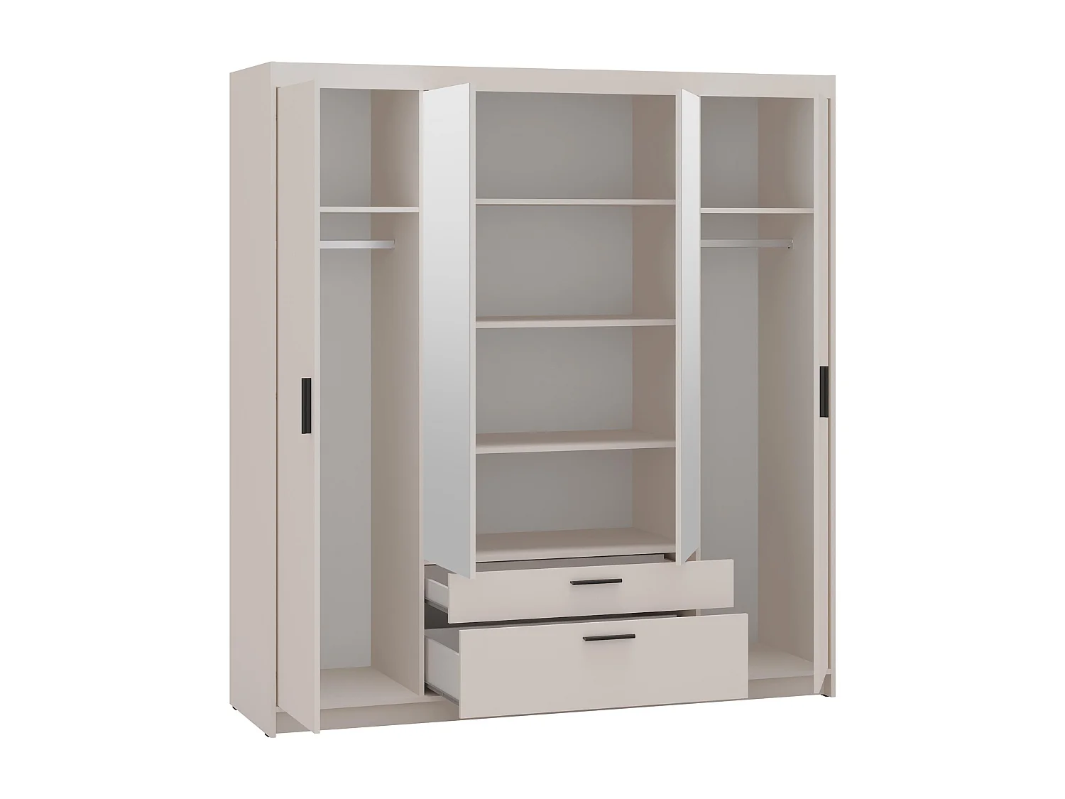 AX LIVING Armoire Storicos 4 portes avec miroir beige 176 cm
