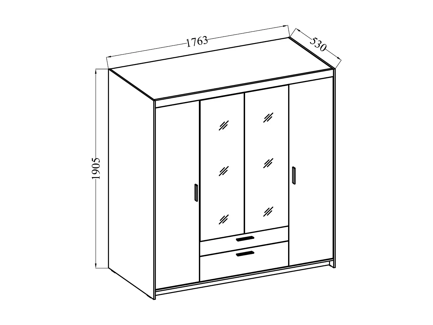 AX LIVING Armoire Storicos 4 portes avec miroir beige 176 cm