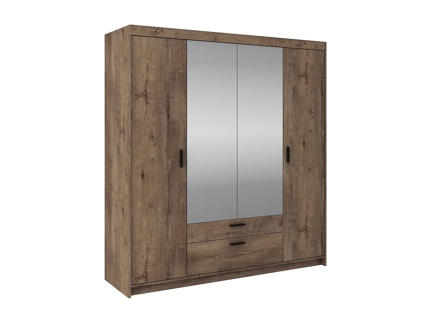 AX LIVING Armoire Storicos 4 portes avec miroir chêne Lefkas 176 cm