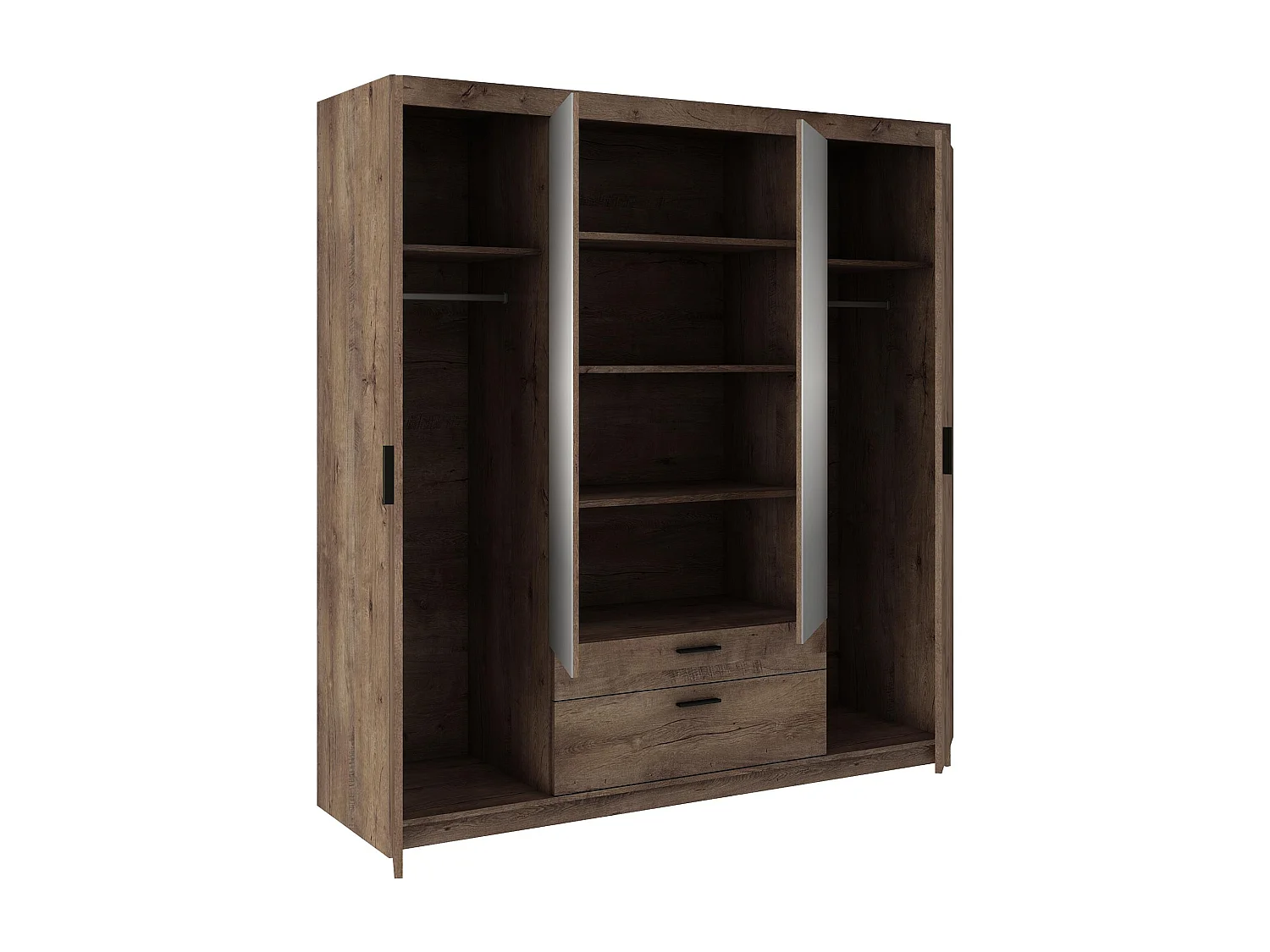 AX LIVING Armoire Storicos 4 portes avec miroir chêne Lefkas 176 cm