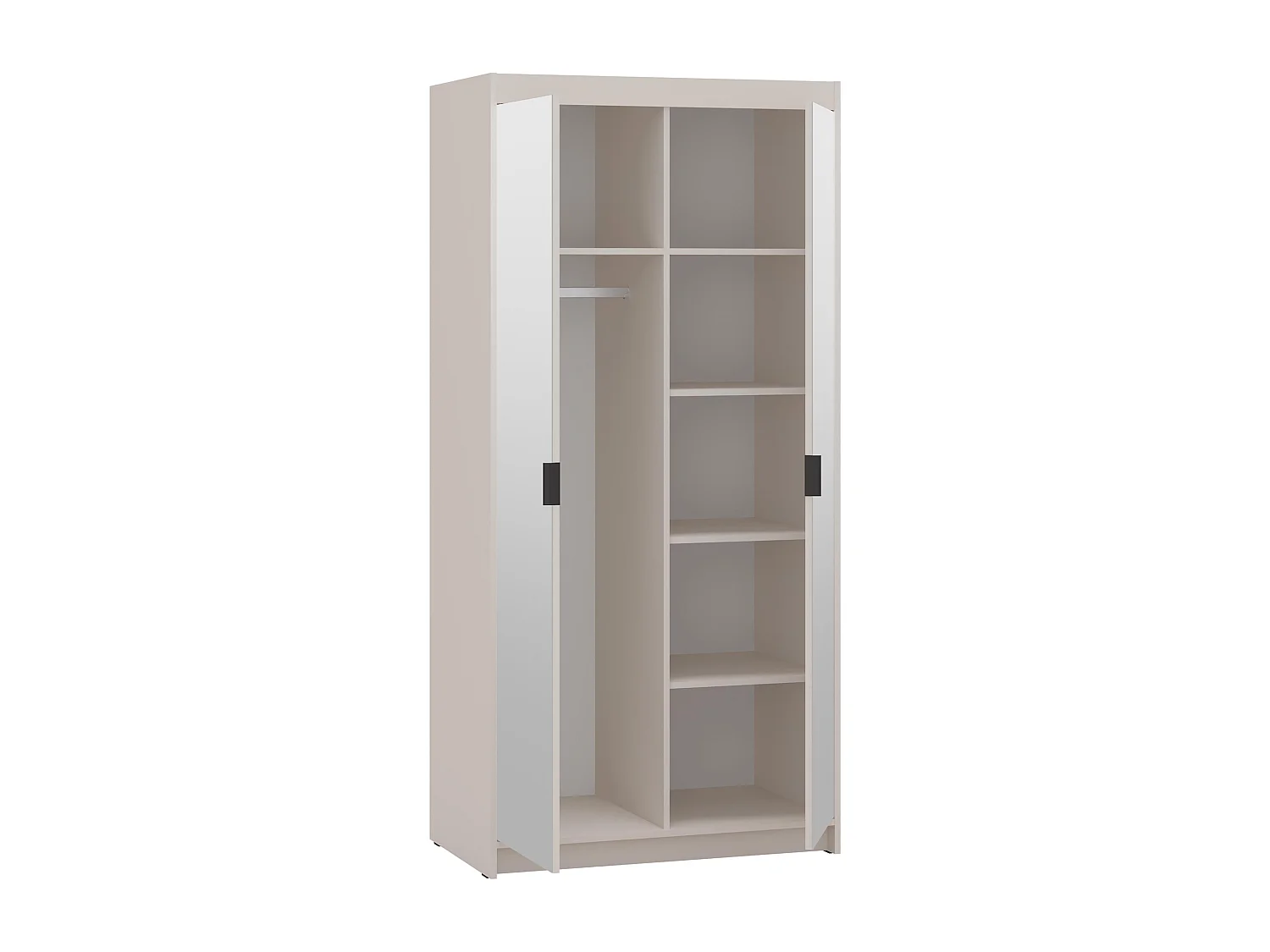 AX LIVING Armoire Storicos 2 portes avec miroir beige 90 cm