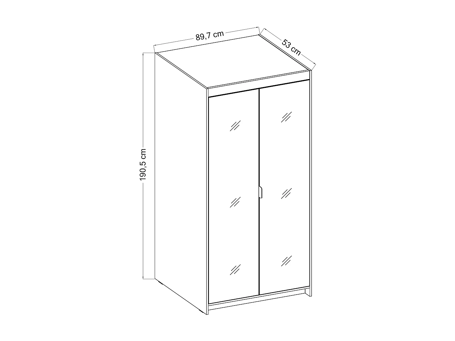 AX LIVING Armoire Storicos 2 portes avec miroir beige 90 cm