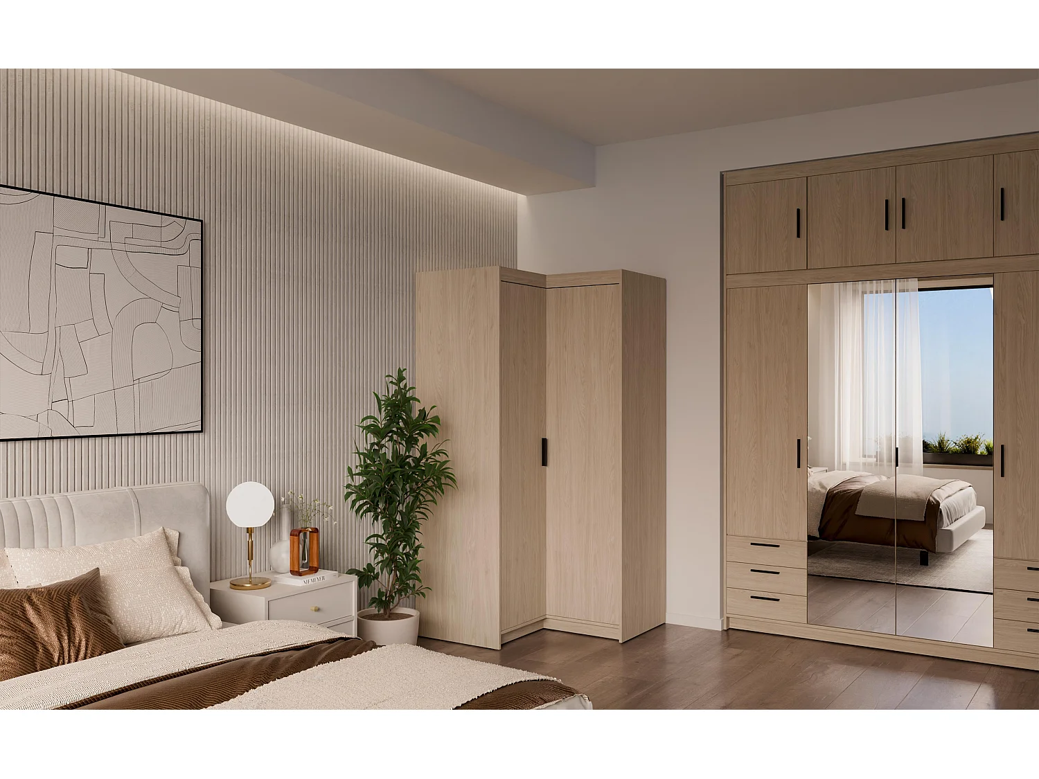 AX LIVING Armoire d’angle Storicos chêne huilé 98x190x98 cm