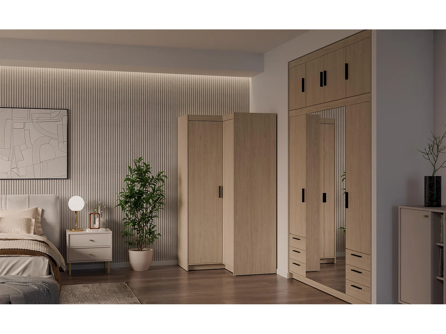 AX LIVING Armoire d’angle Storicos chêne huilé 98x190x98 cm