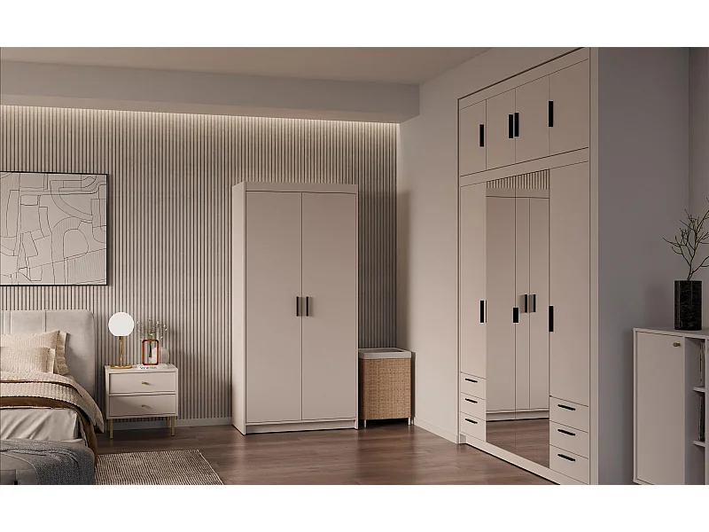 AX LIVING Armoire Storicos 2 portes beige 90 cm