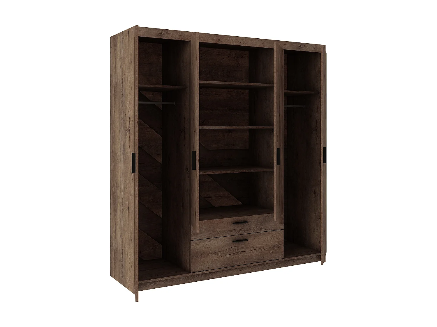 AX LIVING Armoire Storicos 4 portes chêne Lefkas 176 cm avec tiroirs