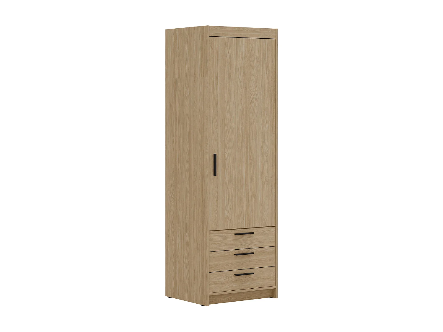 AX LIVING Armoire Storicos 1 porte 3 tiroirs chêne huilé 60 cm moderne