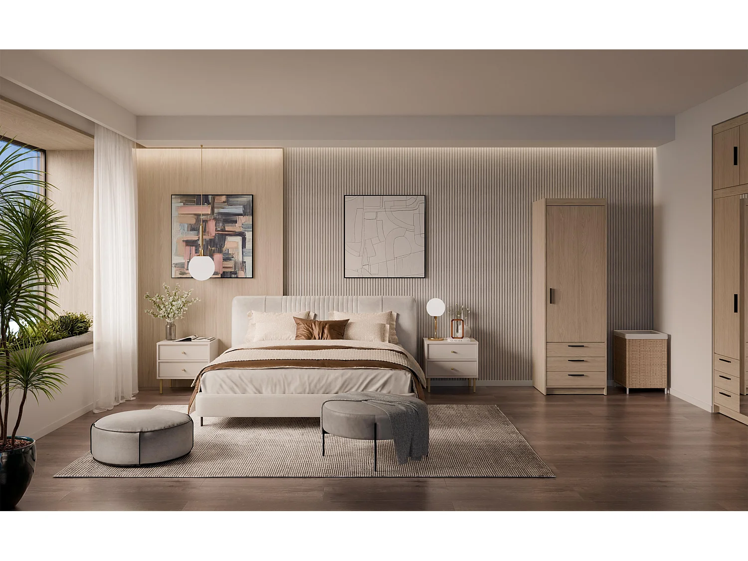 AX LIVING Armoire Storicos 1 porte 3 tiroirs chêne huilé 60 cm moderne