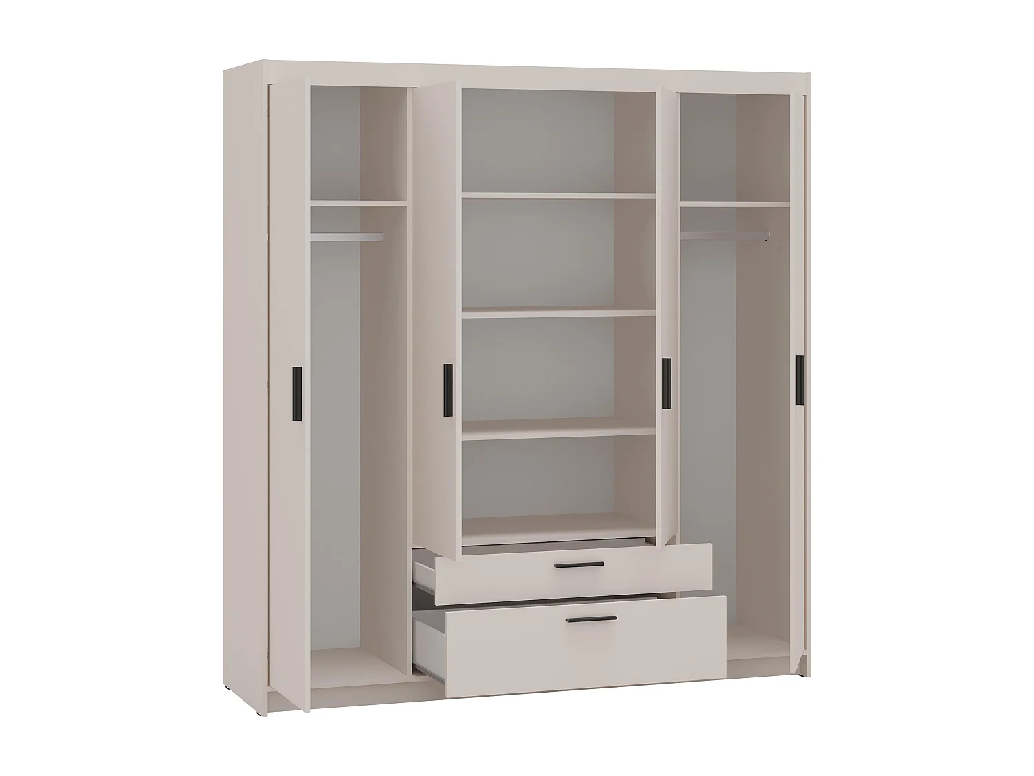 AX LIVING Armoire Storicos 4 portes beige 176 cm avec tiroirs