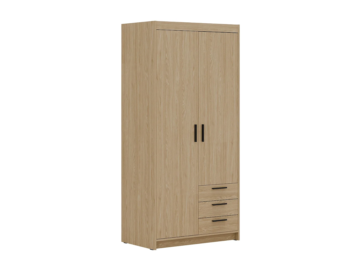 AX LIVING Armoire Storicos 2 portes 3 tiroirs chêne huilé 90 cm