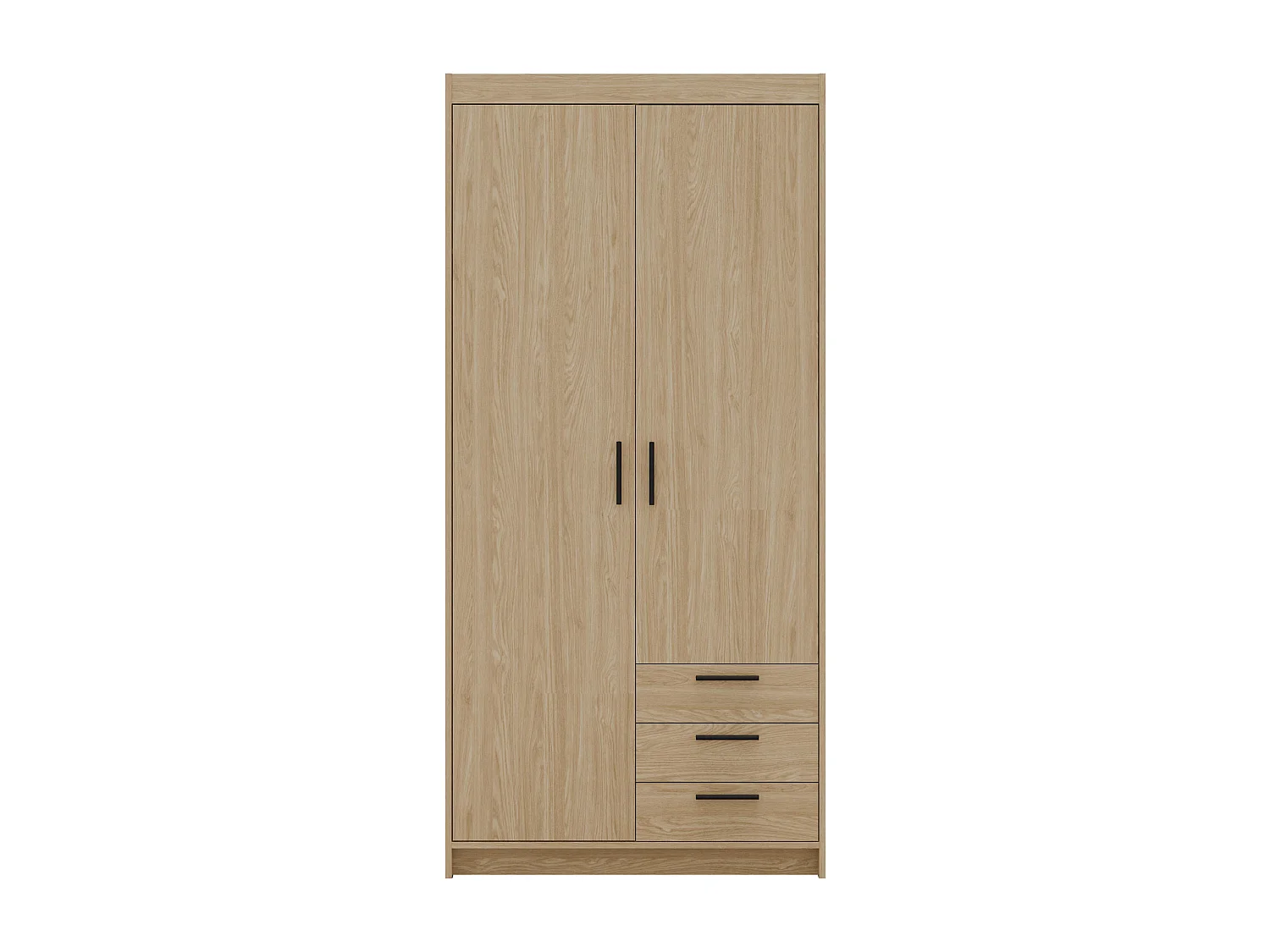 AX LIVING Armoire Storicos 2 portes 3 tiroirs chêne huilé 90 cm