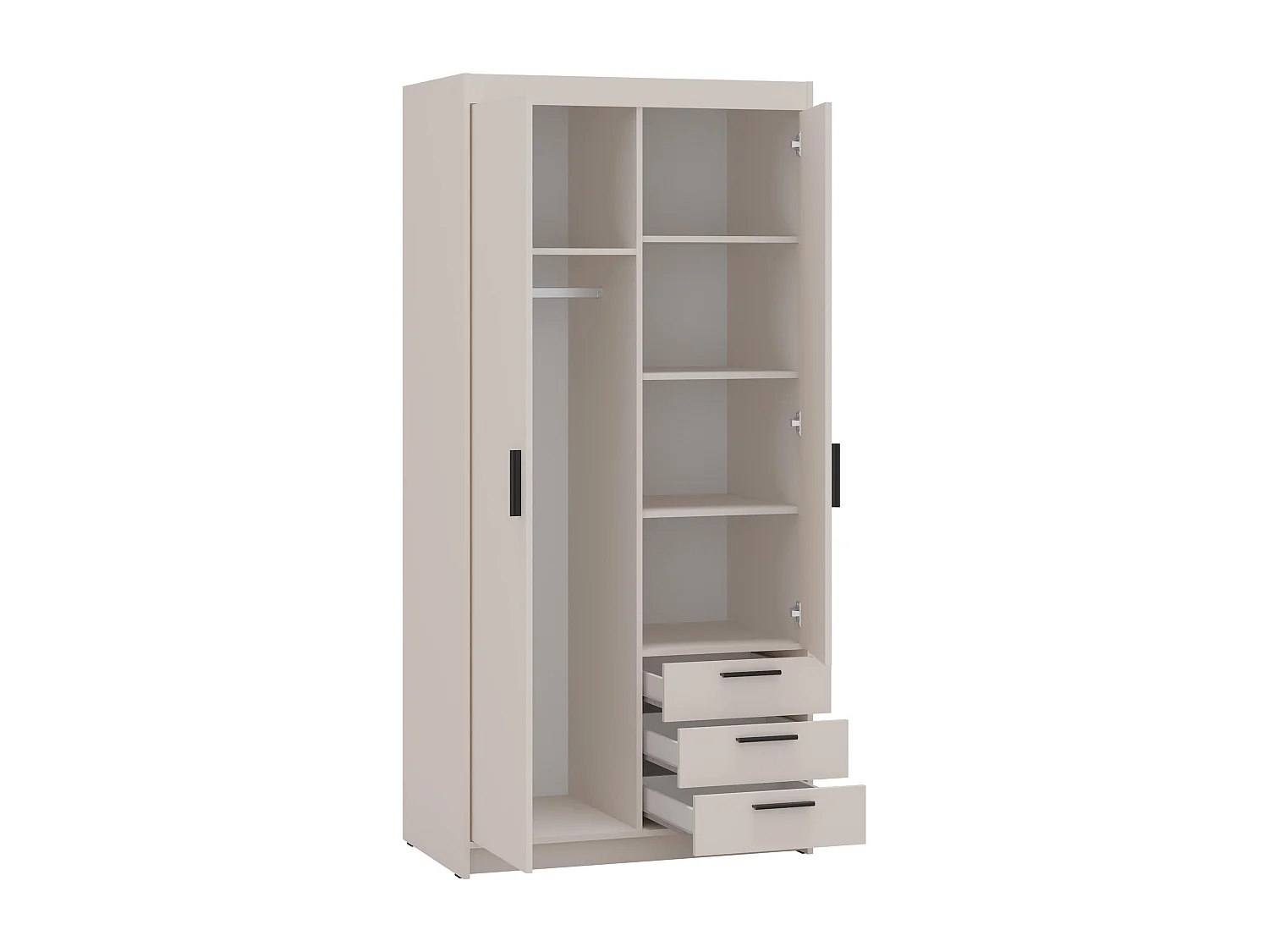 AX LIVING Armoire Storicos 2 portes 3 tiroirs beige 90 cm