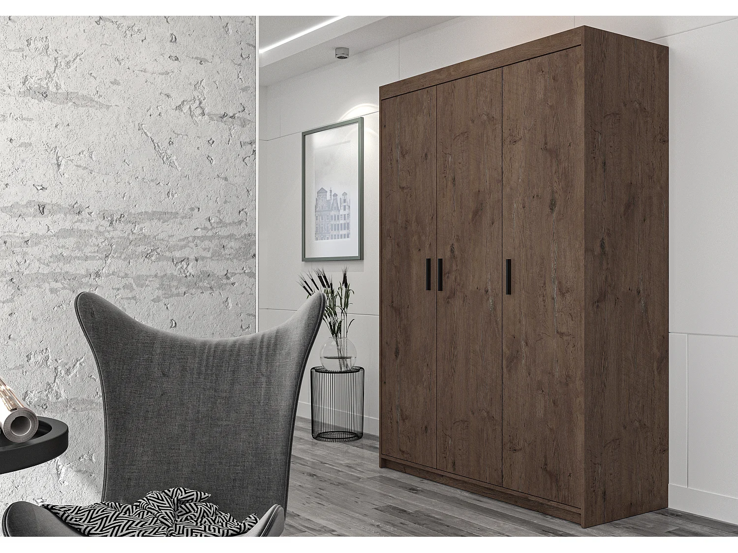 AX LIVING Armoire Storicos 3 portes chêne Lefkas 133 cm