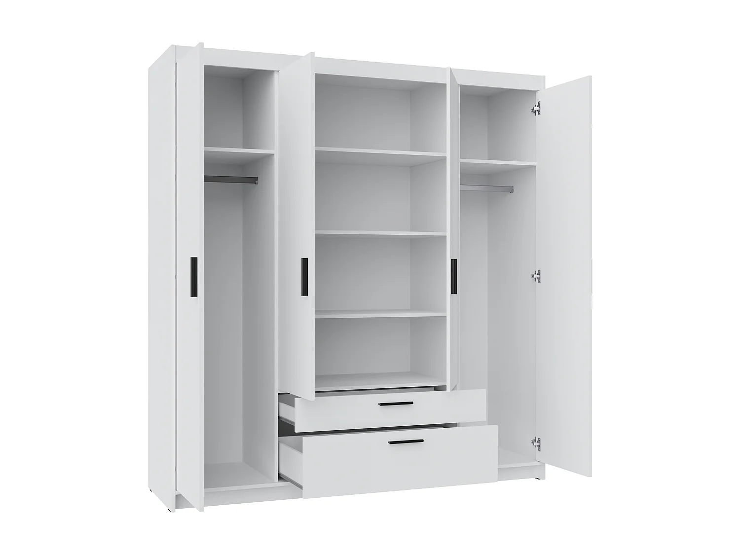AX LIVING Armoire Storicos 4 portes blanc 176 cm avec tiroirs