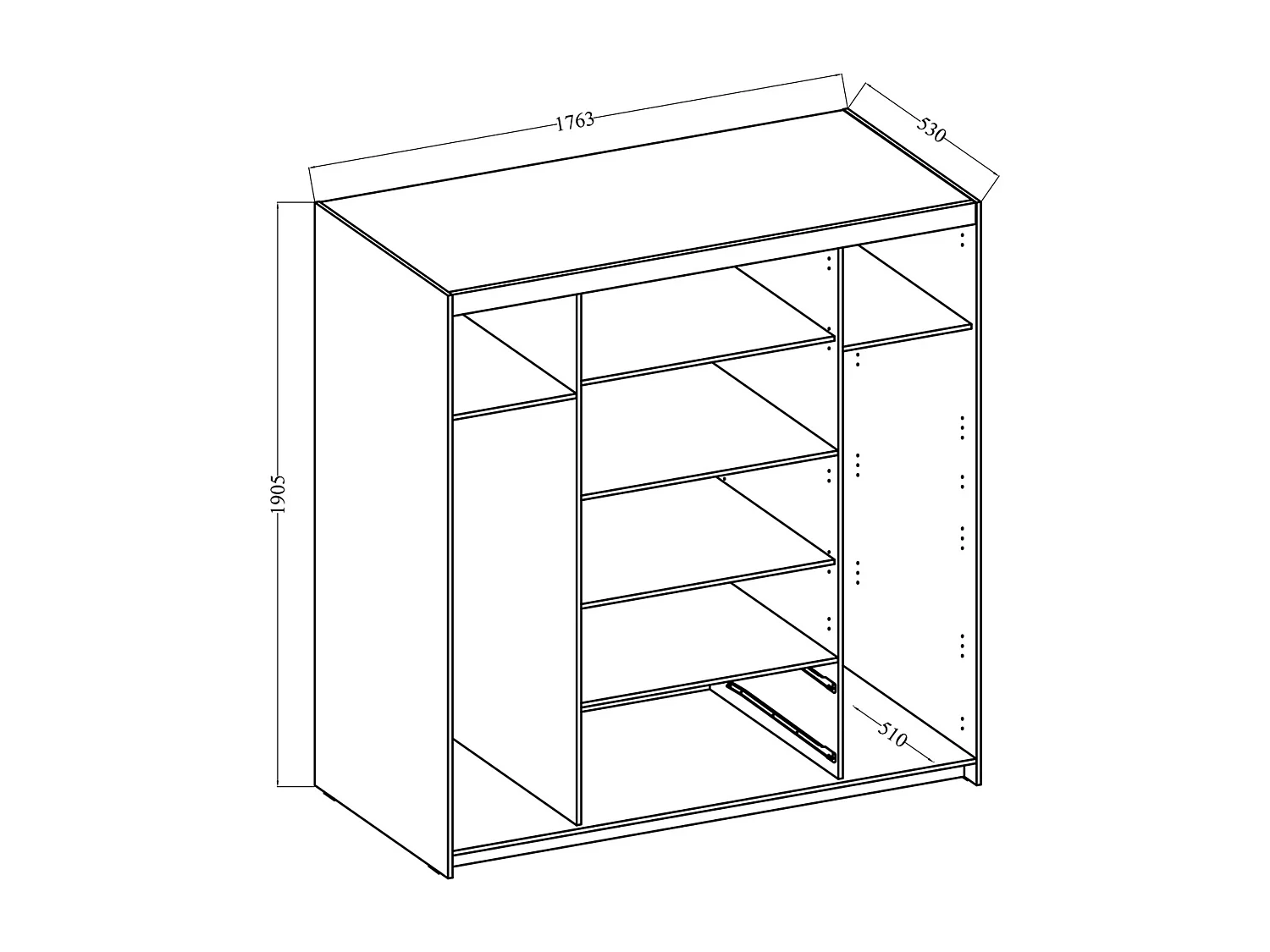 AX LIVING Armoire Storicos 4 portes blanc 176 cm avec tiroirs