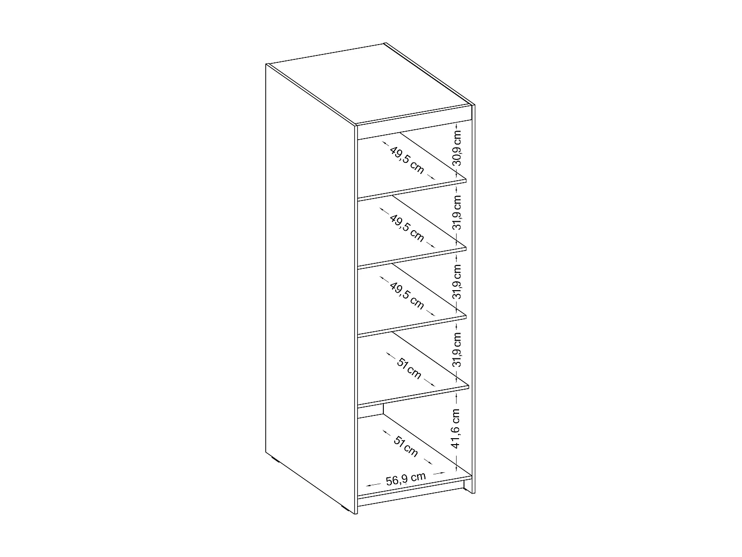 AX LIVING Armoire chambre Storicos 1 porte 3 tiroirs chêne Sonoma 60 cm