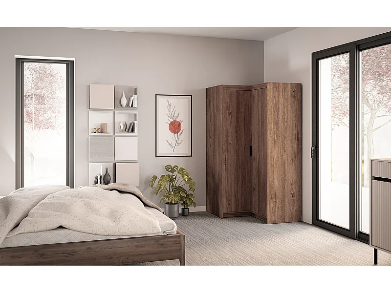 AX LIVING Armoire d’angle Storicos chêne Lefkas 98x190x98 cm