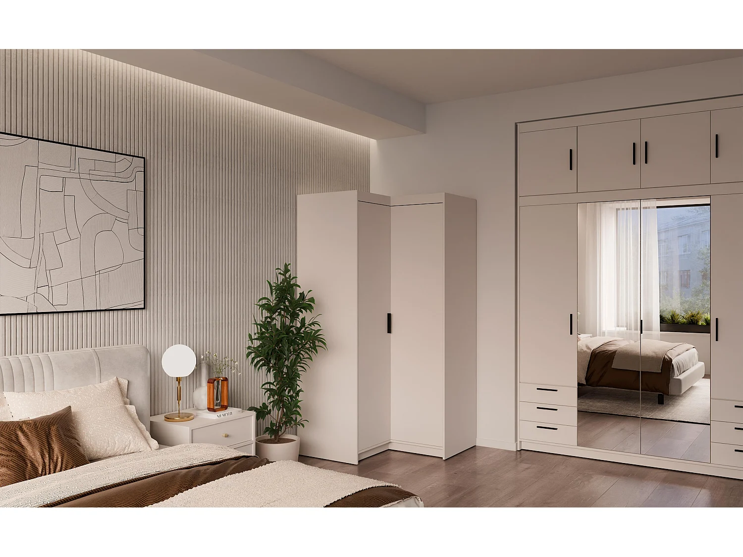 AX LIVING Armoire d’angle Storicos beige 98x190x98 cm