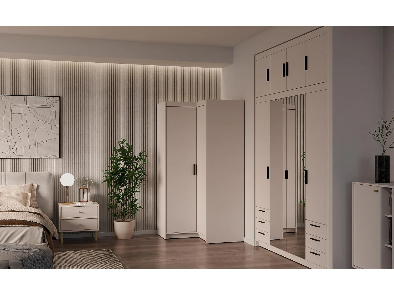 AX LIVING Armoire d’angle Storicos beige 98x190x98 cm