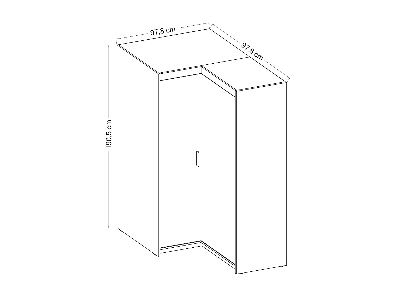 AX LIVING Armoire d’angle Storicos blanc 98x190x98 cm