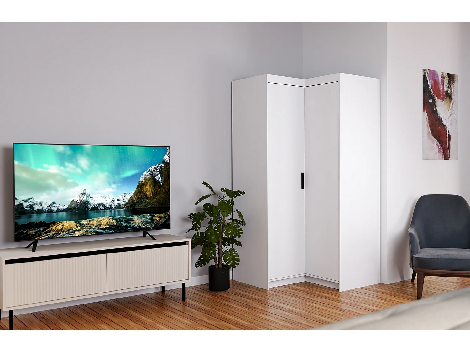 AX LIVING Armoire d’angle Storicos blanc 98x190x98 cm