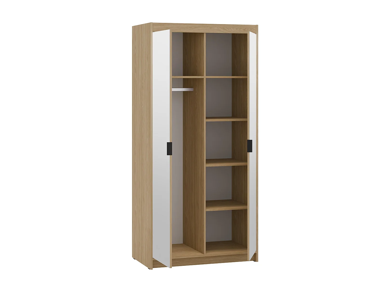 AX LIVING Armoire Storicos 2 portes avec miroir chêne huilé 90 cm