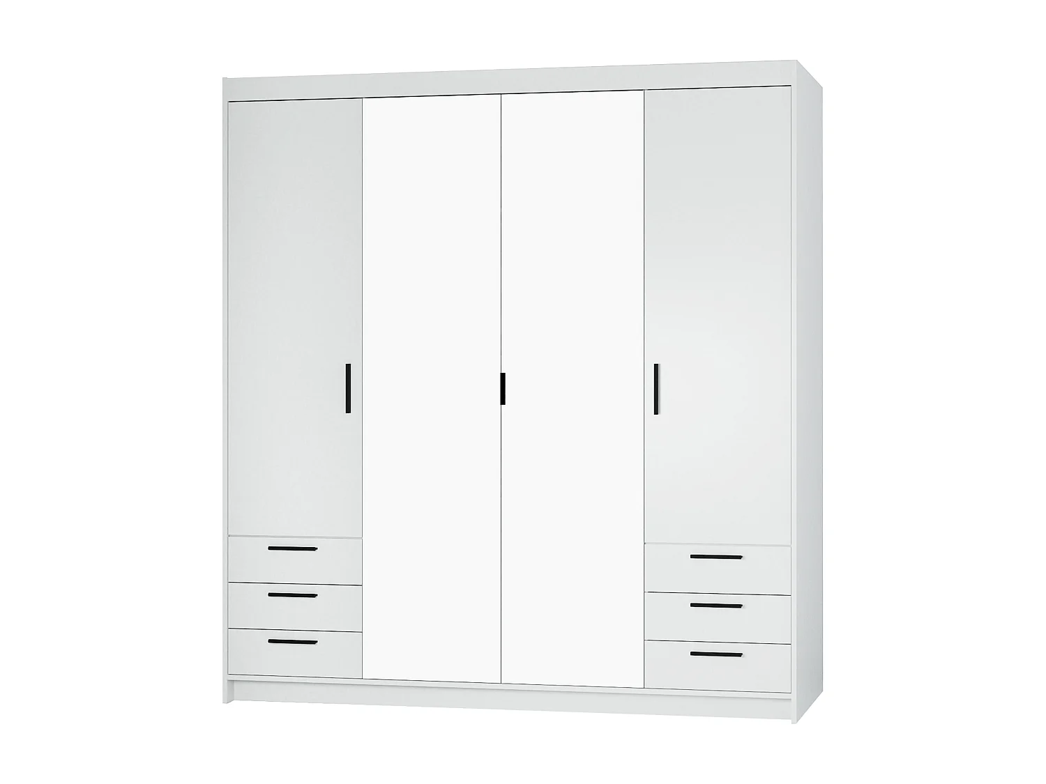 AX LIVING Armoire Storicos 4 portes 6 tiroirs avec miroir blanc 176 cm