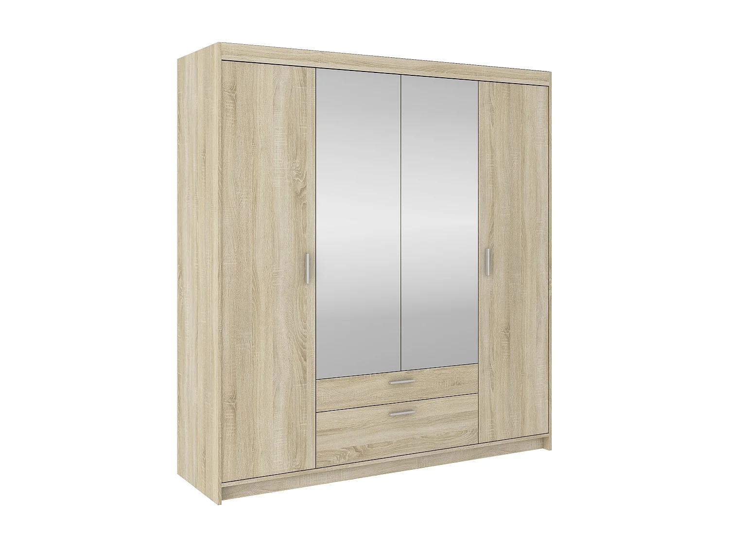 AX LIVING Armoire Storicos 4 portes avec miroir chêne Sonoma 176 cm