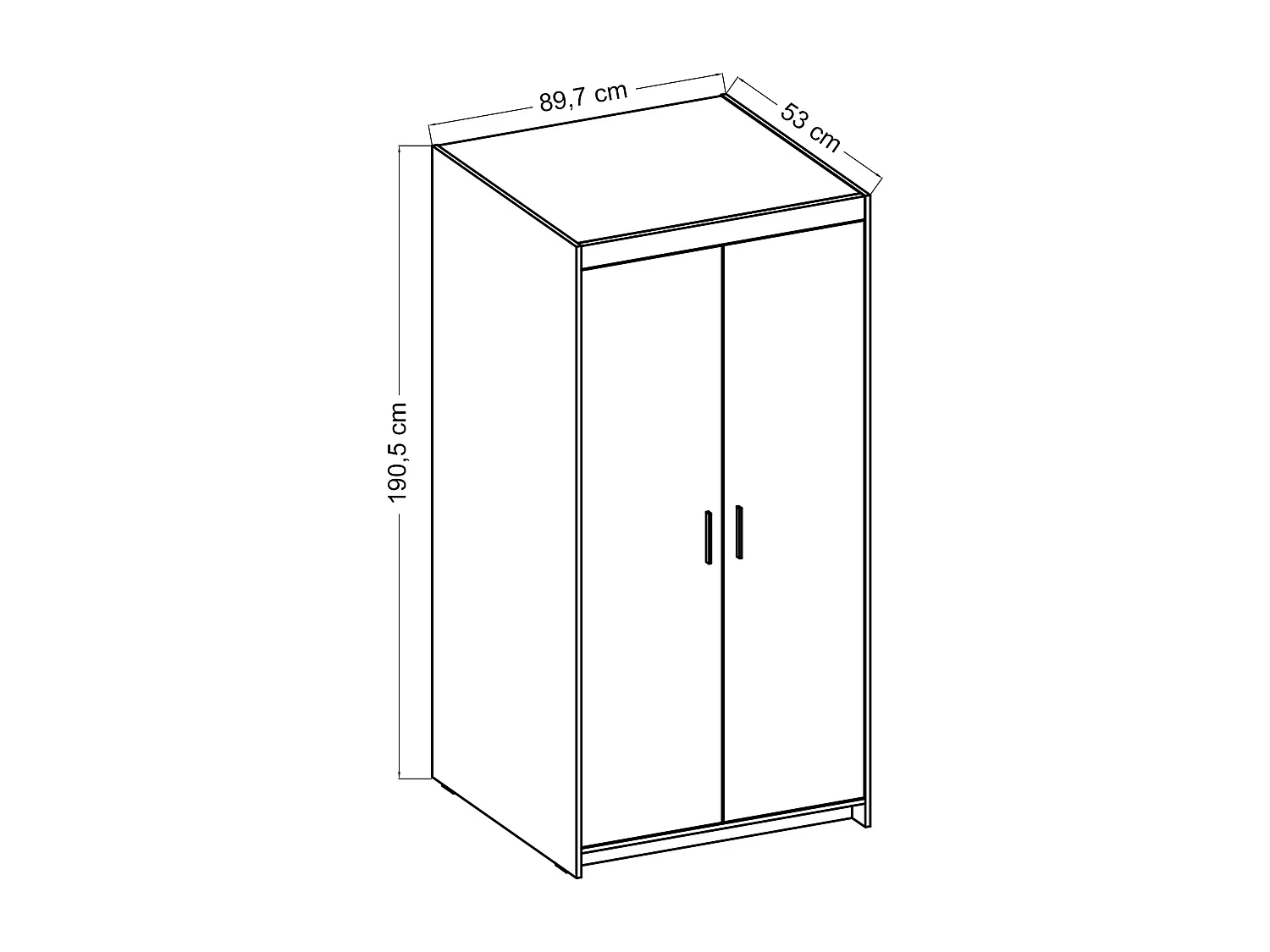 AX LIVING Armoire Storicos 2 portes chêne Lefkas 90 cm