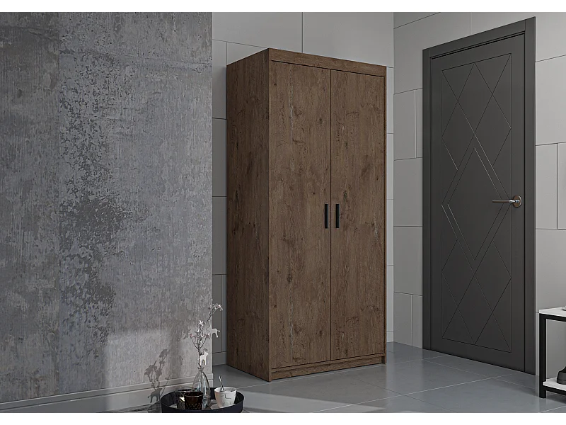 AX LIVING Armoire Storicos 2 portes chêne Lefkas 90 cm