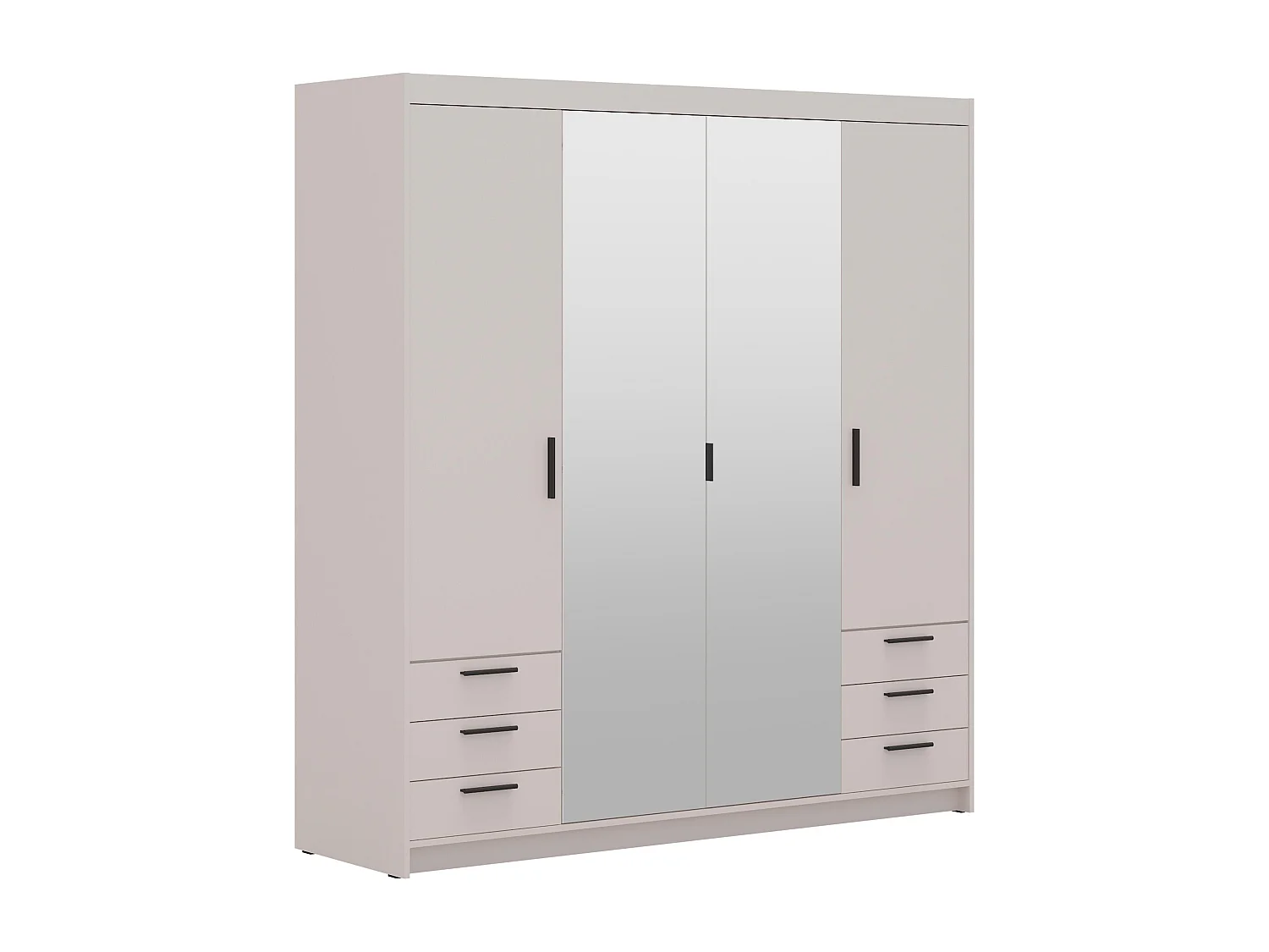 AX LIVING Armoire Storicos 4 portes 6 tiroirs avec miroir beige 176 cm