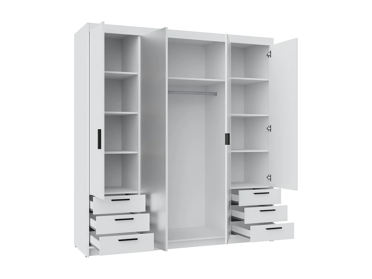 AX LIVING Armoire Storicos 4 portes 6 tiroirs avec miroir chêne Lefkas 176 cm