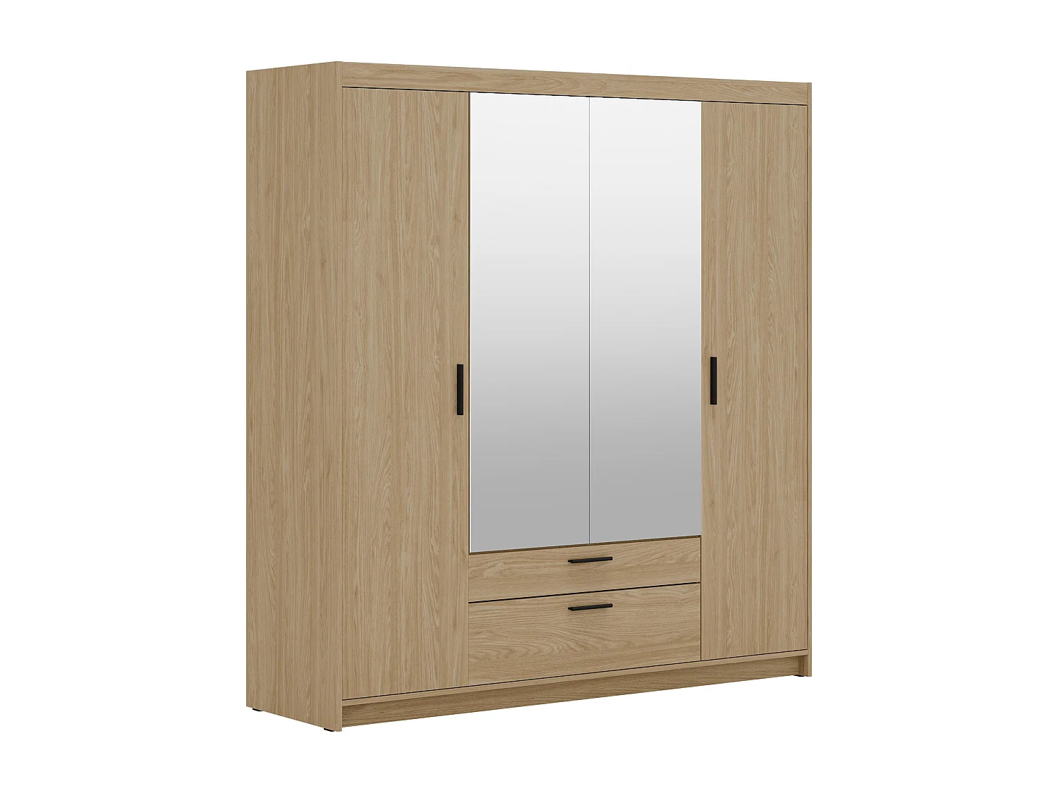 AX LIVING Armoire Storicos 4 portes avec miroir chêne huilé 176 cm