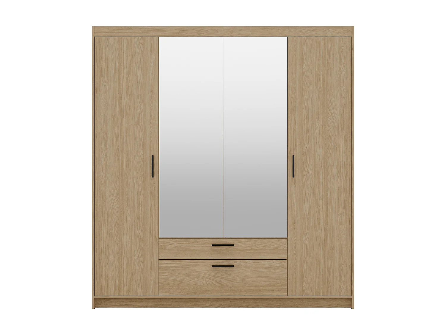 AX LIVING Armoire Storicos 4 portes avec miroir chêne huilé 176 cm