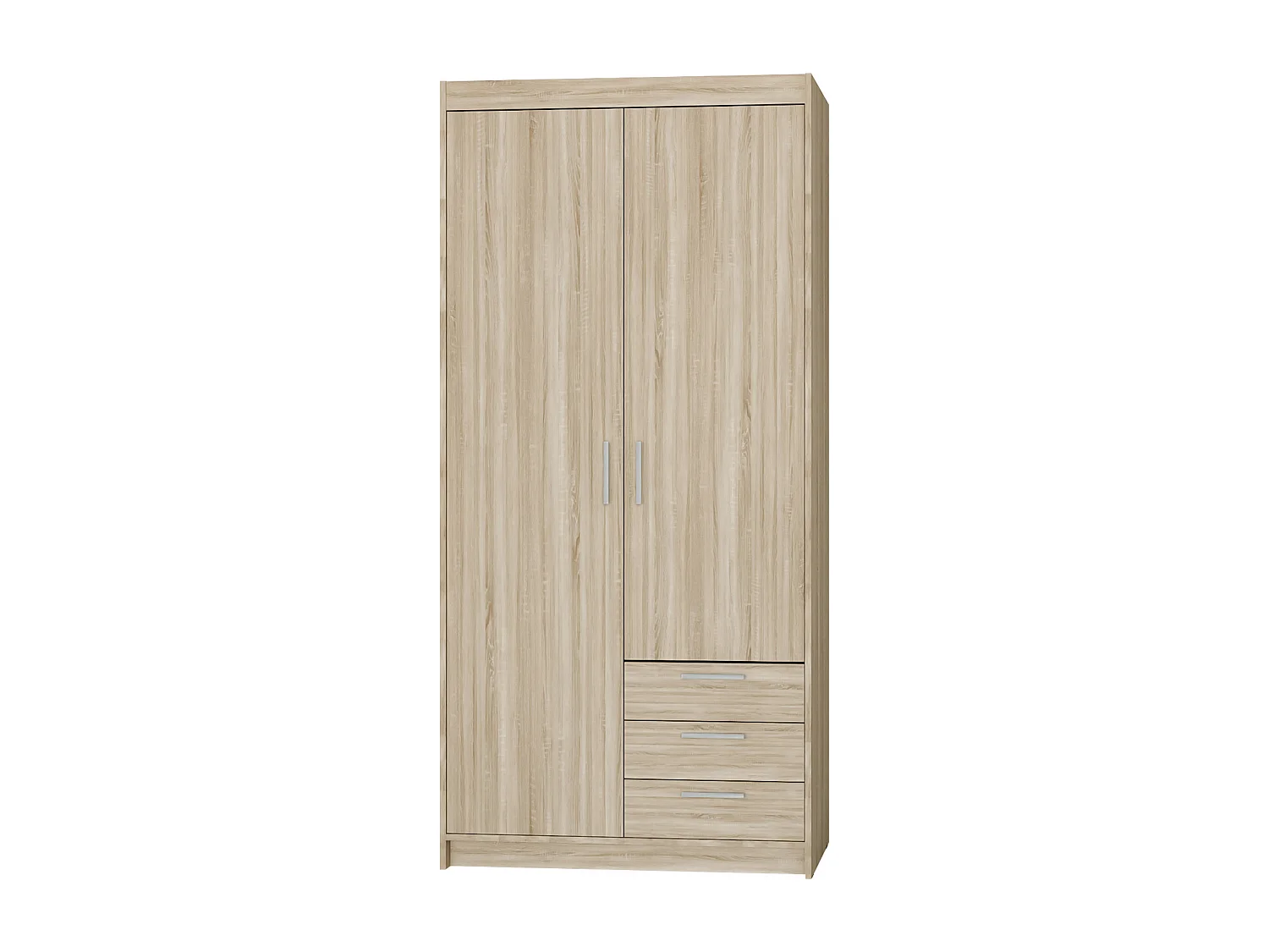 AX LIVING Armoire Storicos 2 portes 3 tiroirs chêne Sonoma 90 cm