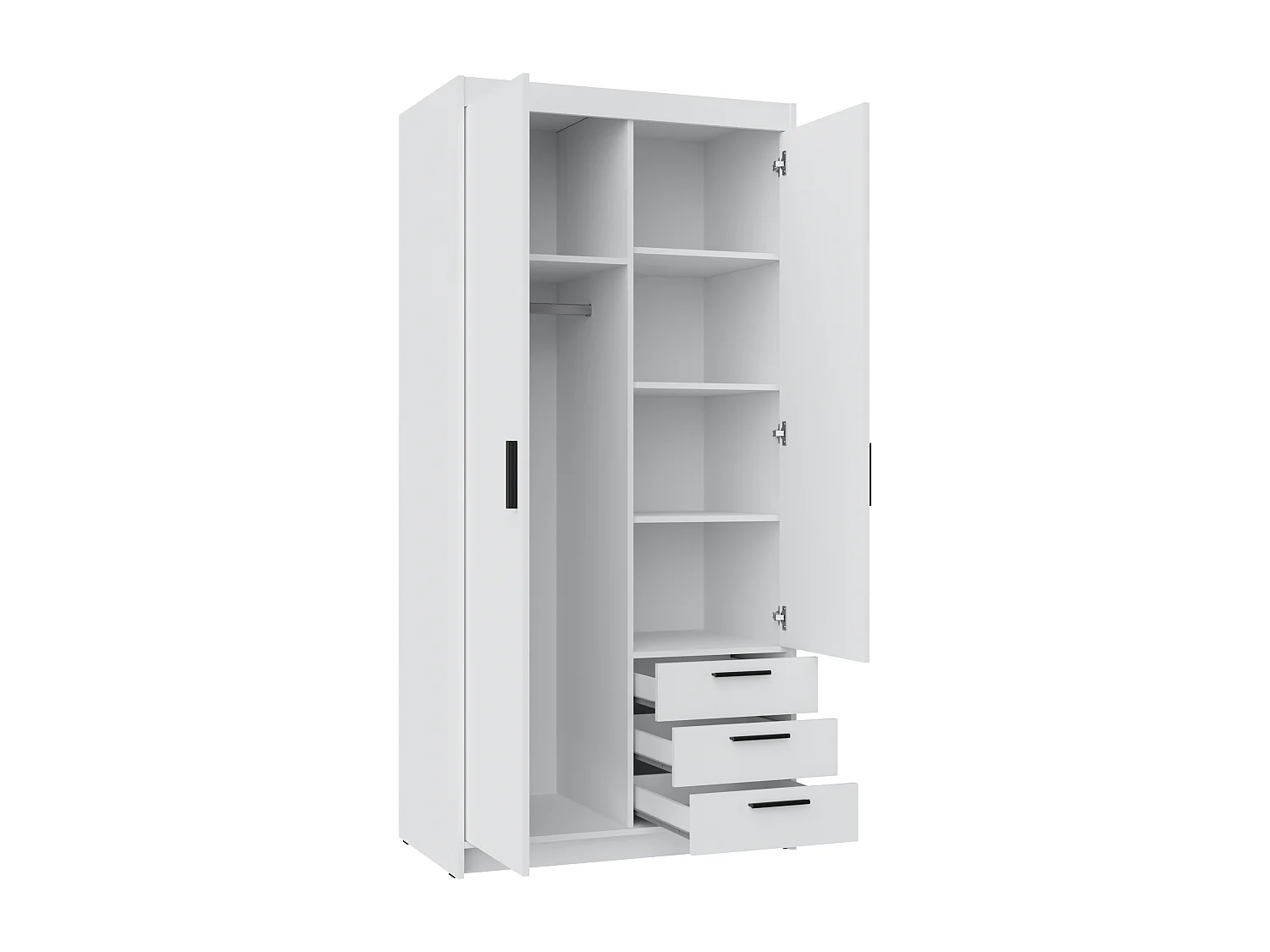 AX LIVING Armoire Storicos 2 portes 3 tiroirs chêne Sonoma 90 cm