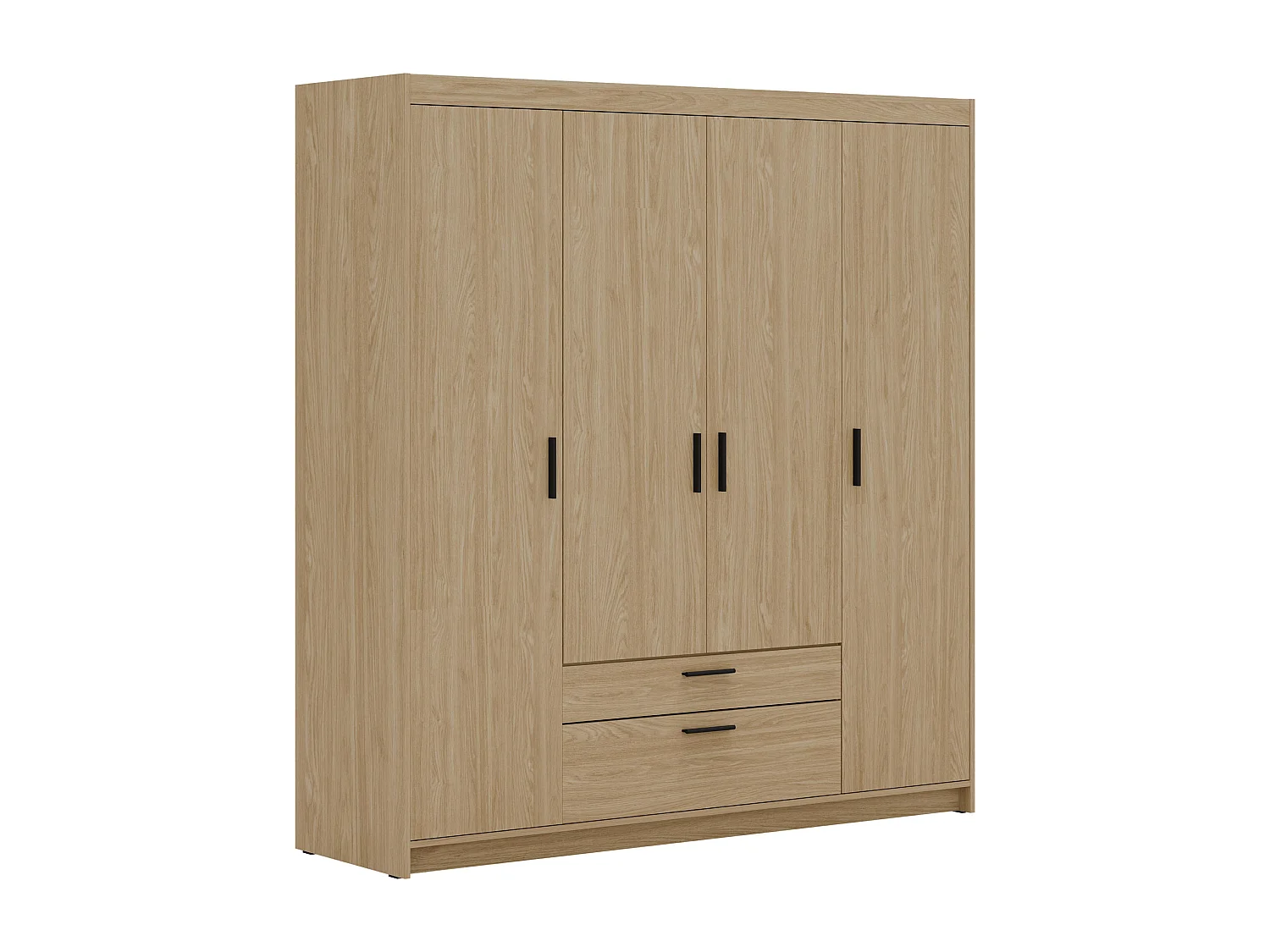 AX LIVING Armoire Storicos 4 portes chêne huilé 176 cm avec tiroirs