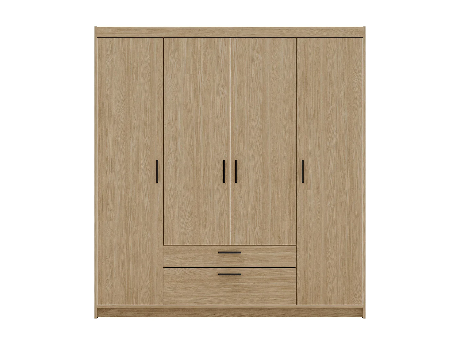 AX LIVING Armoire Storicos 4 portes chêne huilé 176 cm avec tiroirs
