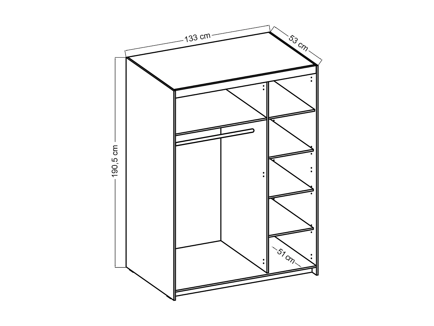 AX LIVING Armoire Storicos 3 portes avec miroir blanc 133 cm