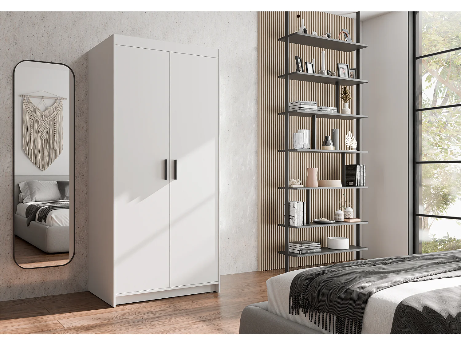 AX LIVING Armoire Storicos 2 portes blanc 90 cm