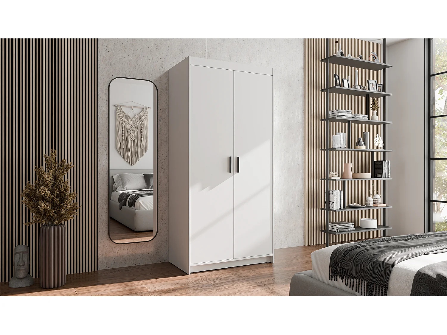 AX LIVING Armoire Storicos 2 portes blanc 90 cm