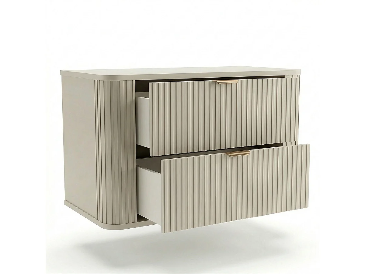 Kasjmier badkamerset 80 cm Kast met blad Kolom Geribbelde fronten Selvea