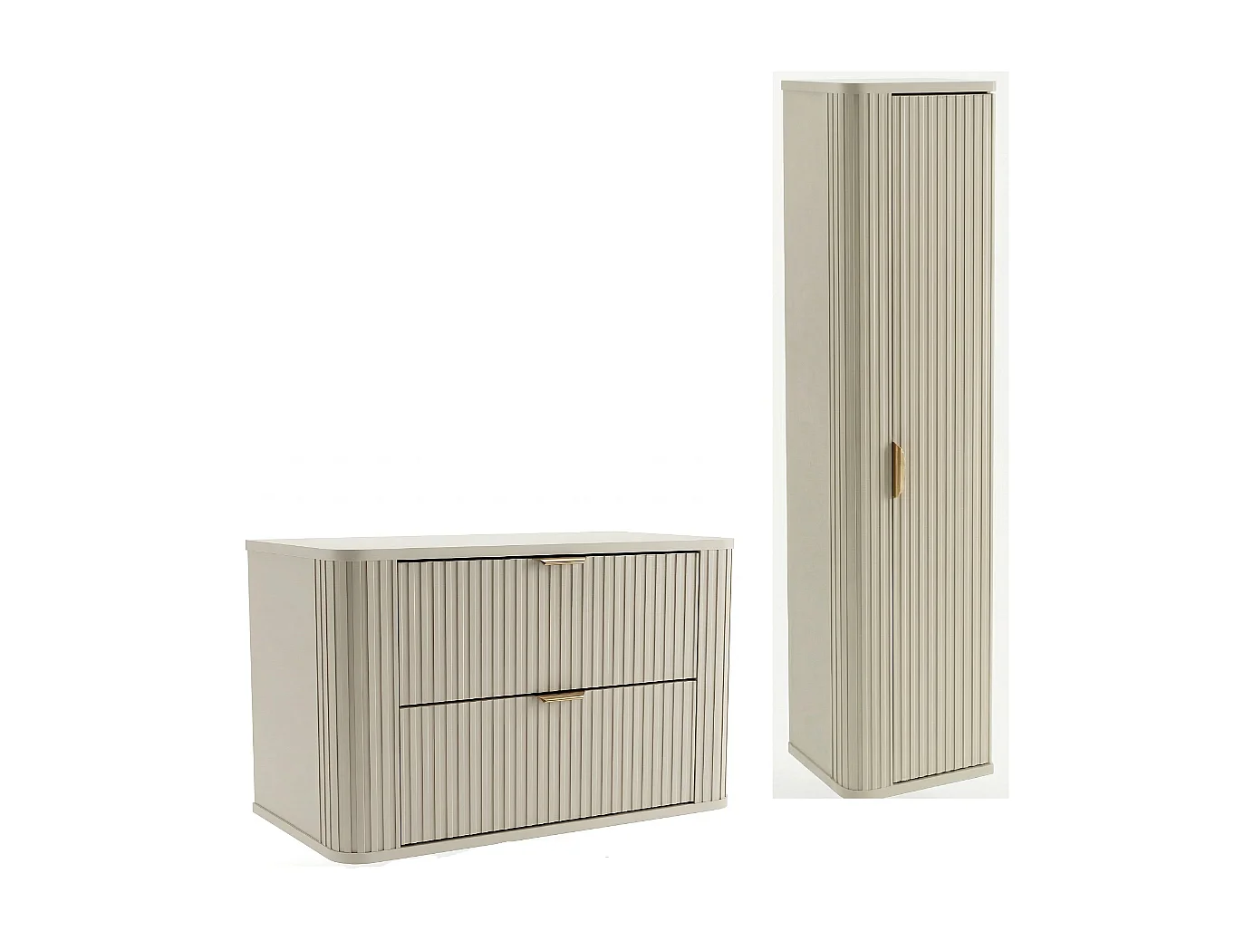 Kasjmier badkamerset 80 cm Kast met blad Kolom Geribbelde fronten Selvea