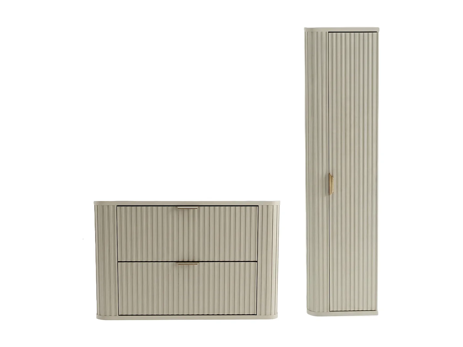 Kasjmier badkamerset 80 cm Kast met blad Kolom Geribbelde fronten Selvea