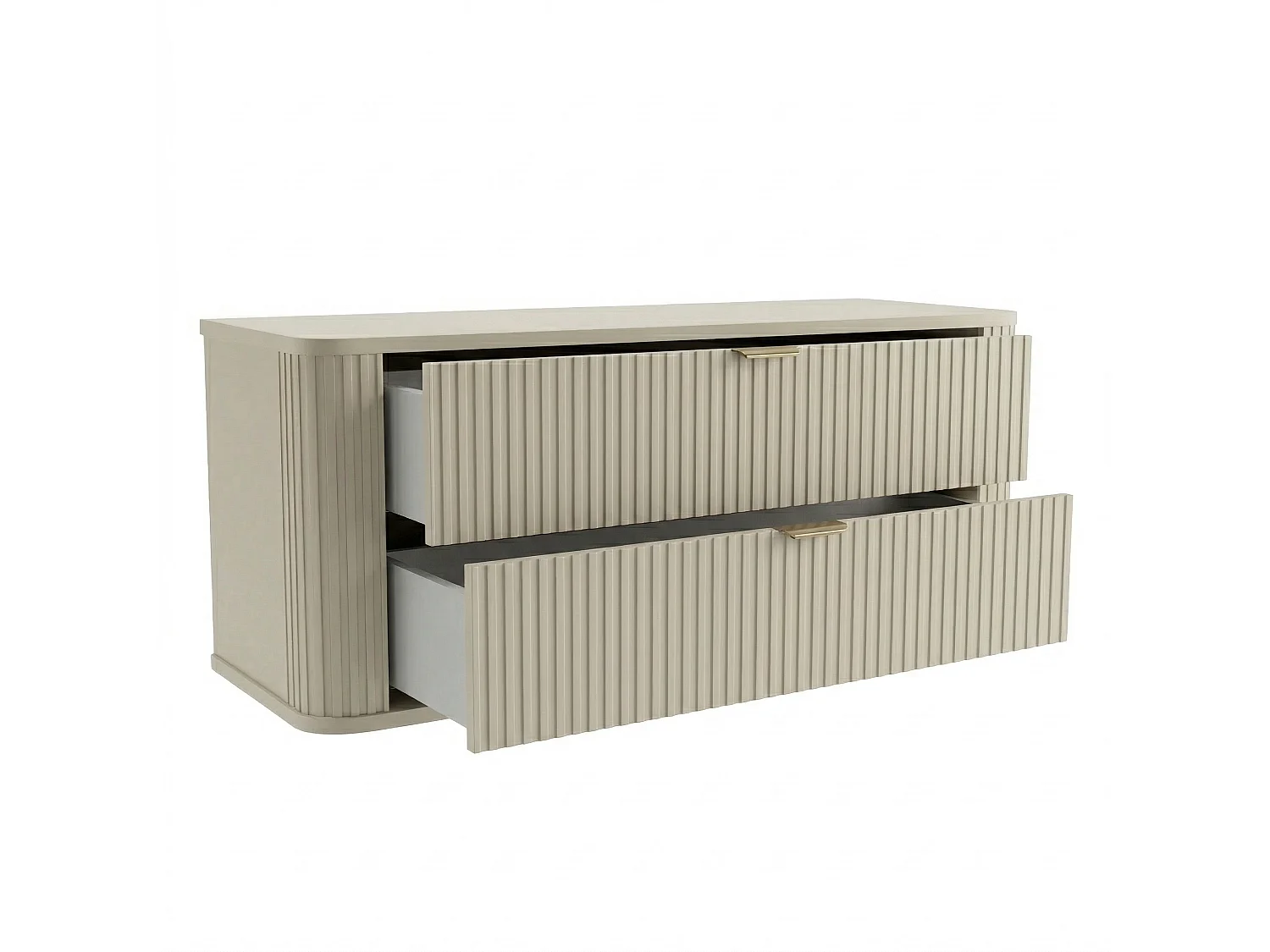 Ensemble de salle de bain en cachemire 120 cm Armoire avec plateau Colonne Façades rainurées Selvea