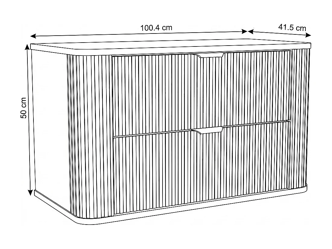 Kasjmier wastafelkast met blad 100 cm, geribbelde fronten Selvea