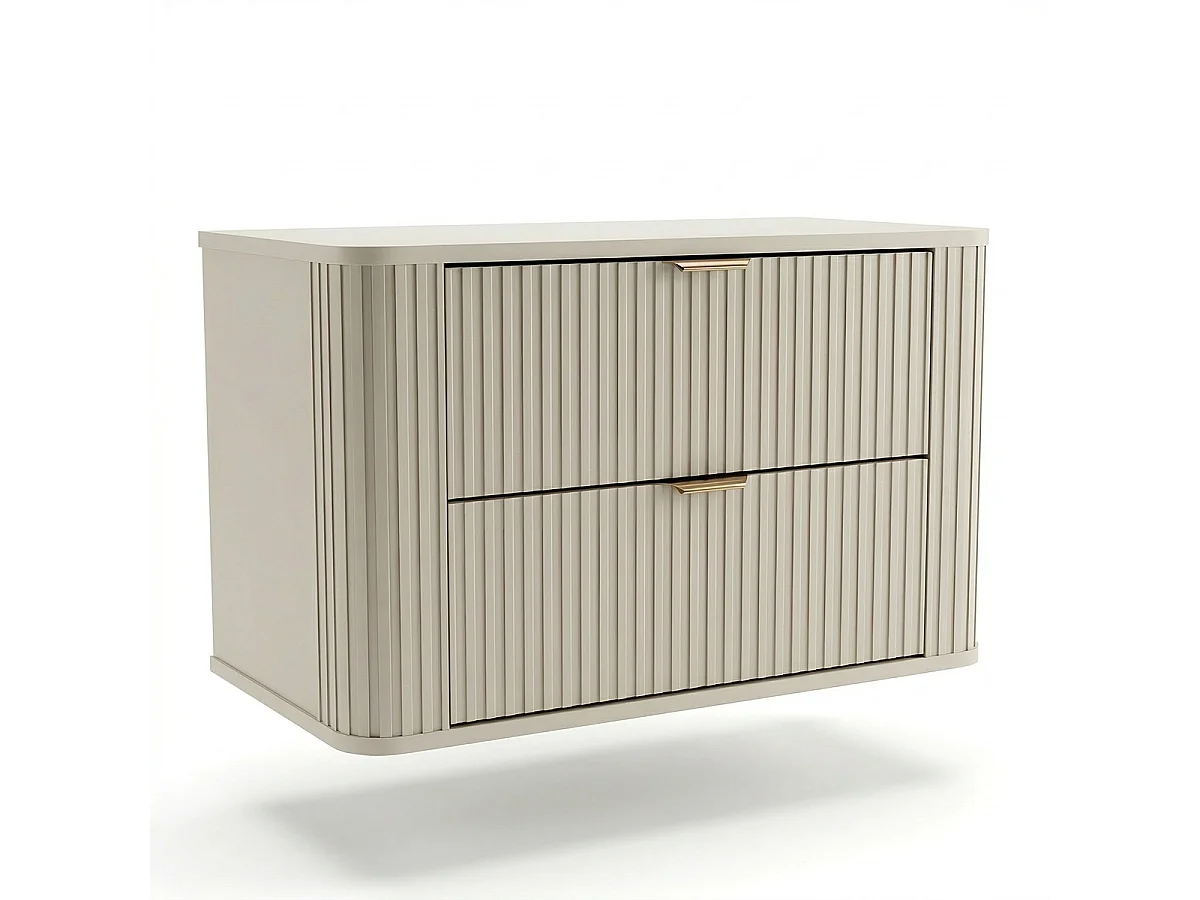 Mobile lavabo in cashmere con piano da 80 cm Frontali scanalati Selvea